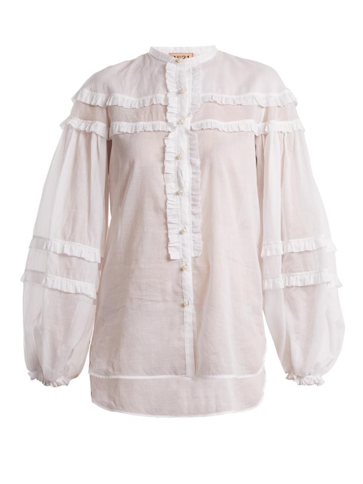 No. 21 Ruffle-trimmed Cotton Shirt