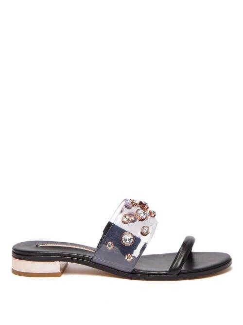Matchesfashion.com Sophia Webster - Dina Gem Leather Slides - Womens - Black