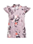 Matchesfashion.com Erdem - Opal Isabelle Print Ruffled Cotton Poplin Top - Womens - Burgundy Print