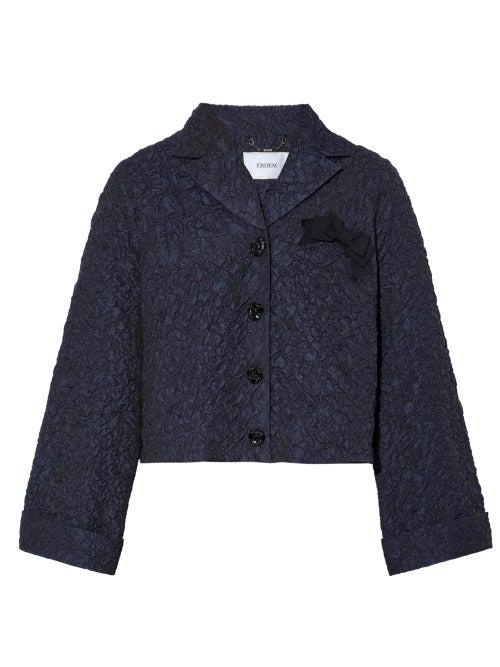 Erdem - Waneta Cropped Cloqu Jacket - Womens - Navy