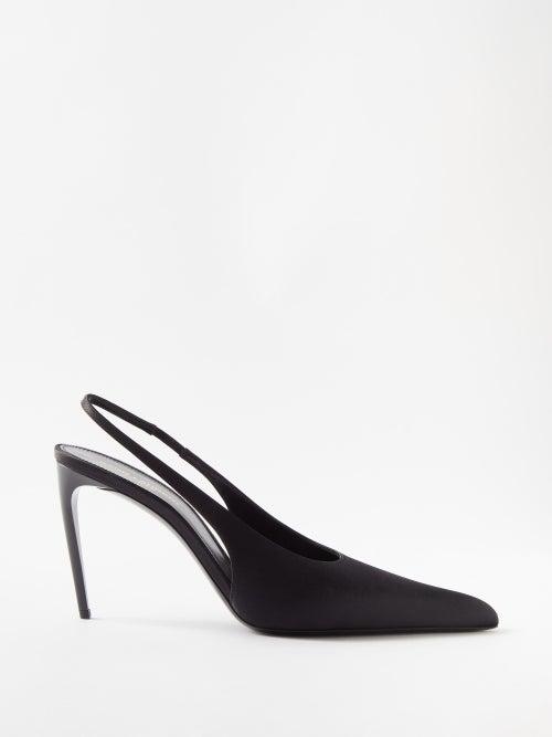 Saint Laurent - Pulp 90 Silk-satin Slingback Pumps - Womens - Black