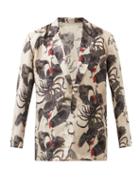 Nipoaloha - Rooster-print Silk-twill Suit Jacket - Mens - Tan Multi