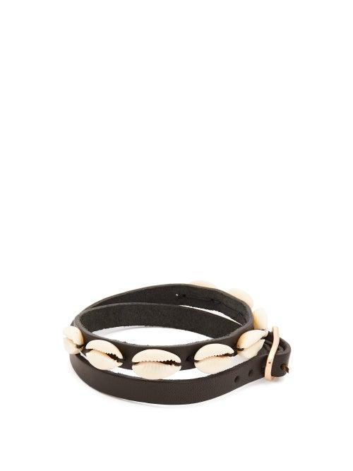 Matchesfashion.com Ancient Greek Sandals - Shell-embellished Leather Anklet - Womens - Black