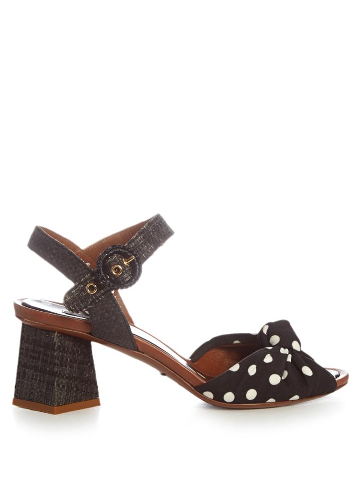 Dolce & Gabbana Polka-dot Print Knotted-front And Raffia Sandals