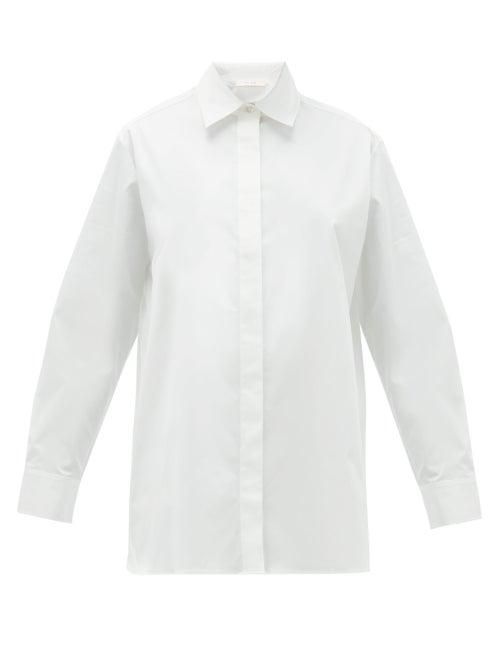 Matchesfashion.com The Row - Big Sisea Cotton Blend Poplin Shirt - Womens - White