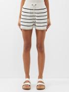 Brunello Cucinelli - Striped Rib-knit Cotton Shorts - Womens - Cream Black