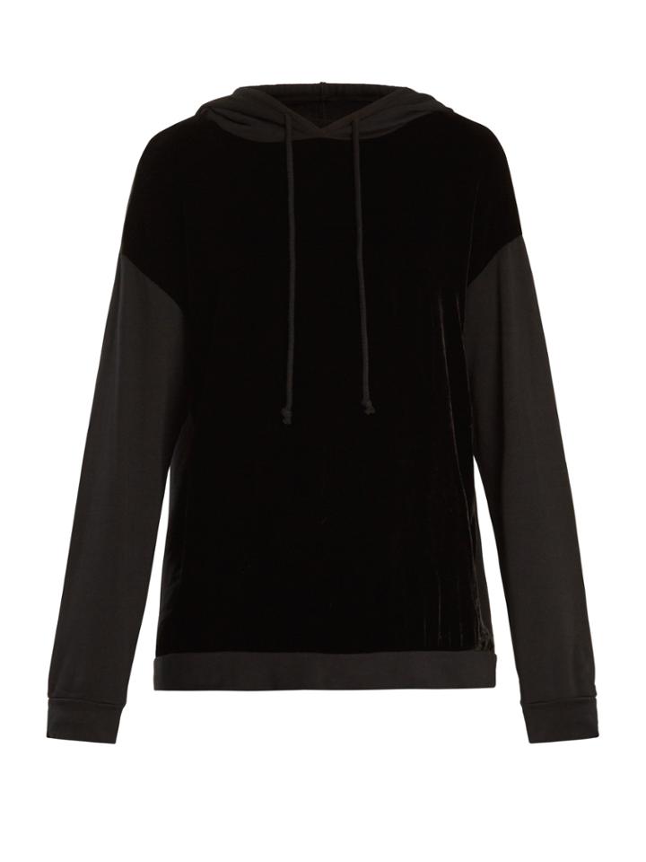 Velvet By Graham & Spencer Alex Velvet-panel Hooded Sweatshirt