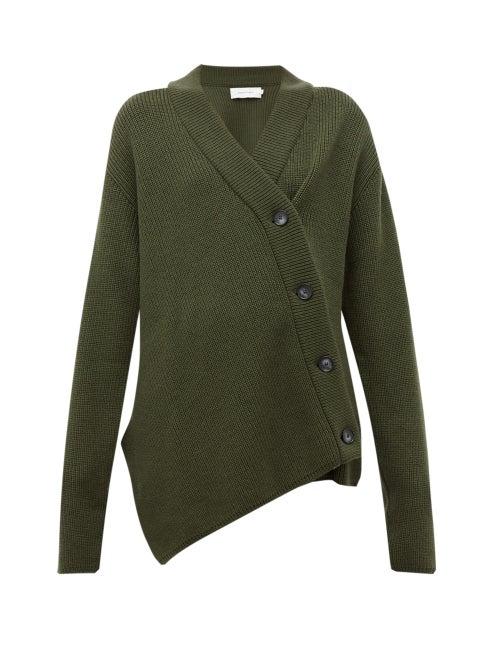 Matchesfashion.com Marques'almeida - Asymmetric Wool Cardigan - Womens - Khaki