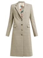 Matchesfashion.com Paco Rabanne - Checked Single Breasted Wool Blend Coat - Womens - Brown Multi