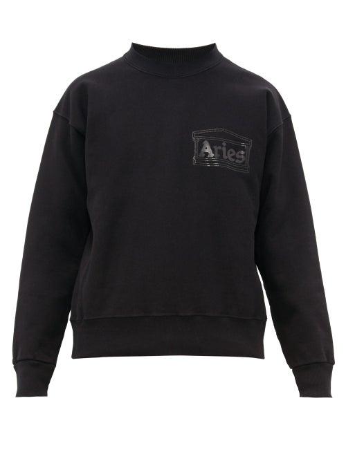 Matchesfashion.com Aries - Temple Crew Neck Cotton Sweatshirt - Mens - Black