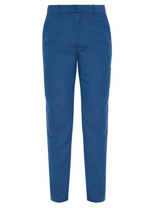 Matchesfashion.com Alexander Mcqueen - Wool Blend Suit Trousers - Mens - Blue