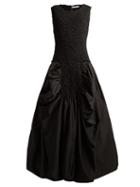 Matchesfashion.com Jw Anderson - Smocked Bodice Gathered Dress - Womens - Black