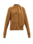 Matchesfashion.com Petar Petrov - Kumi Scarf-neck Ribbed-knit Cashmere Sweater - Womens - Brown