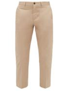 Matchesfashion.com Maison Kitsun - Cotton Twill Tapered Leg Trousers - Mens - Beige