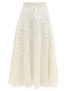 Matchesfashion.com Chlo - High-rise Floral Cotton-blend Lace Skirt - Womens - Ivory