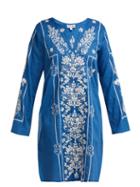 Matchesfashion.com Juliet Dunn - Floral Embroidered Cotton Kaftan - Womens - Navy White