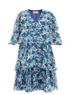 Matchesfashion.com Adriana Degreas - Lotus Leaf-print Chiffon Mini Dress - Womens - Blue Print