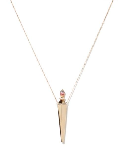 Diane Kordas - Diamond, Sapphire & 18kt Rose-gold Amulet Necklace - Womens - Rose Gold