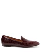 Matchesfashion.com Aquazzura - Pursuit Crocodile Effect Leather Loafers - Womens - Burgundy