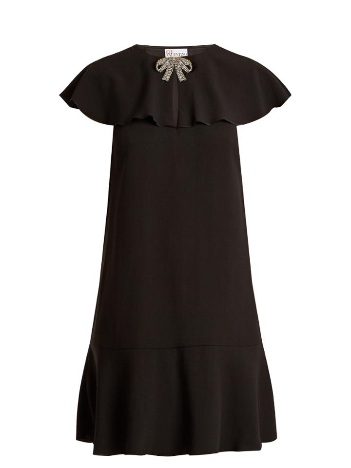 Redvalentino Bow-embellished Ruffled Crepe Dress