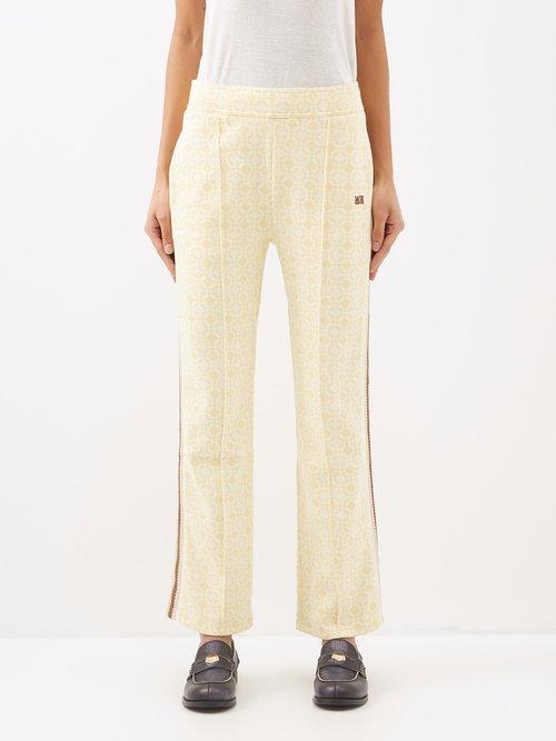 Wales Bonner - Shine Organic-cotton Jacquard Track Pants - Womens - Pale Yellow