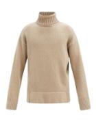 Matchesfashion.com Deveaux - Justin Ribbed-back Wool-blend Roll-neck Sweater - Mens - Khaki