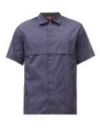 Matchesfashion.com Barena Venezia - Pintuck-fold Cotton-poplin Short-sleeved Shirt - Mens - Navy