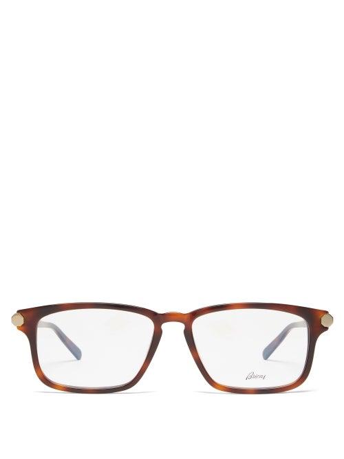 Matchesfashion.com Brioni - Rectangular Titanium And Acetate Glasses - Mens - Tortoiseshell