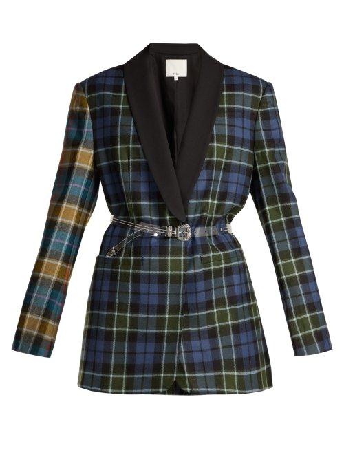 Matchesfashion.com Tibi - Single Breasted Plaid Wool Blazer - Womens - Blue Multi