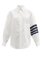 Ladies Rtw Thom Browne - 4-bar Oversized Linen Shirt - Womens - White