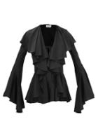 16arlington - Meru Ruffled Tie-front Crepe Top - Womens - Black