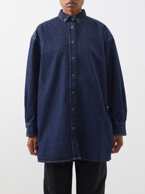 Toteme - Oversized Denim Shirt - Womens - Dark Indigo