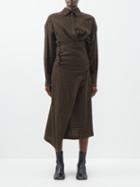 Lemaire - Checked Wool Midi Shirt Dress - Womens - Black