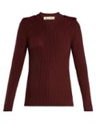 Matchesfashion.com Martine Rose - Ribbed Knit Cotton Sweatshirt - Womens - Burgundy
