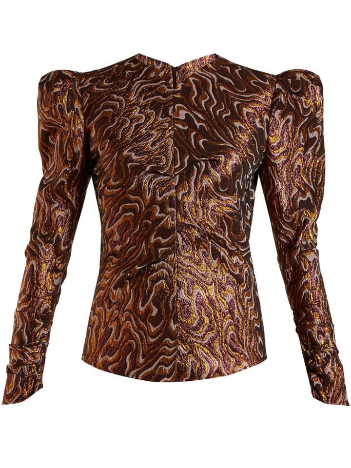 Isabel Marant Sean Puff-shoulder Jacquard Lurex Top
