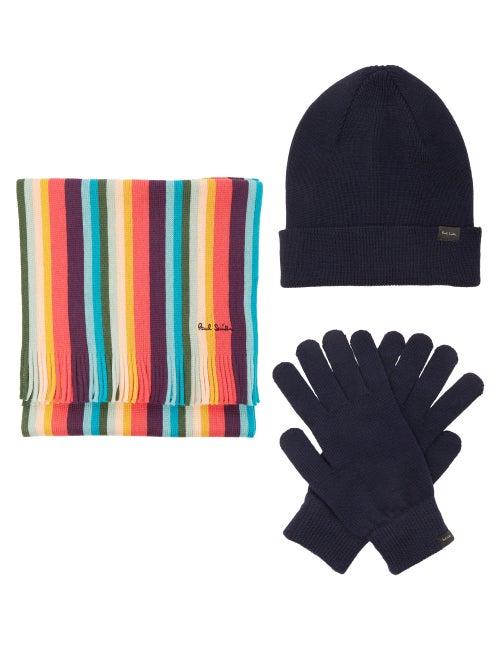 Paul Smith - Artist Stripe Wool Scarf, Hat And Gloves Set - Mens - Blue