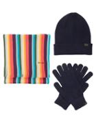 Paul Smith - Artist Stripe Wool Scarf, Hat And Gloves Set - Mens - Blue