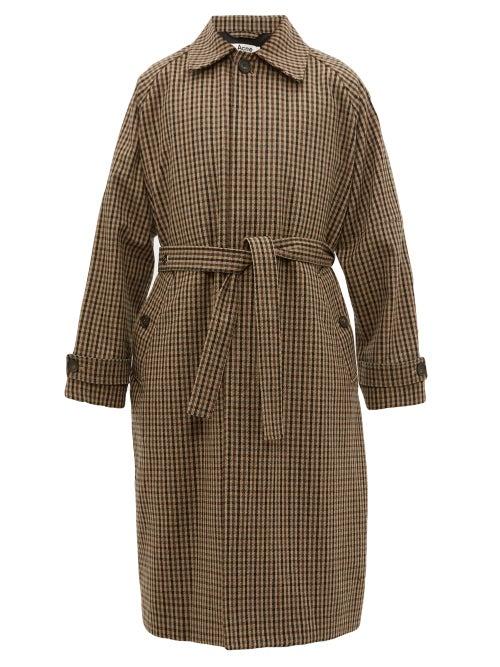 Matchesfashion.com Acne Studios - Oles Belted Checked Wool Blend Overcoat - Mens - Beige Multi