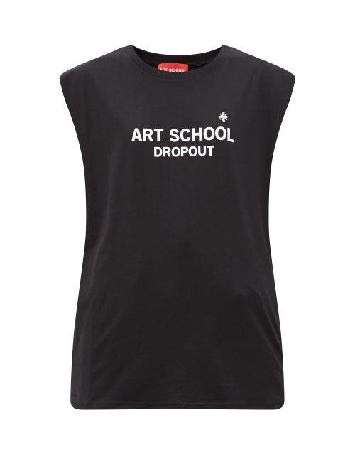 Matchesfashion.com Art School - Logo-print Cotton-jersey Vest - Womens - Black White