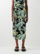 Norma Kamali - Ernie Botanical-print Jersey Sarong - Womens - Green Print