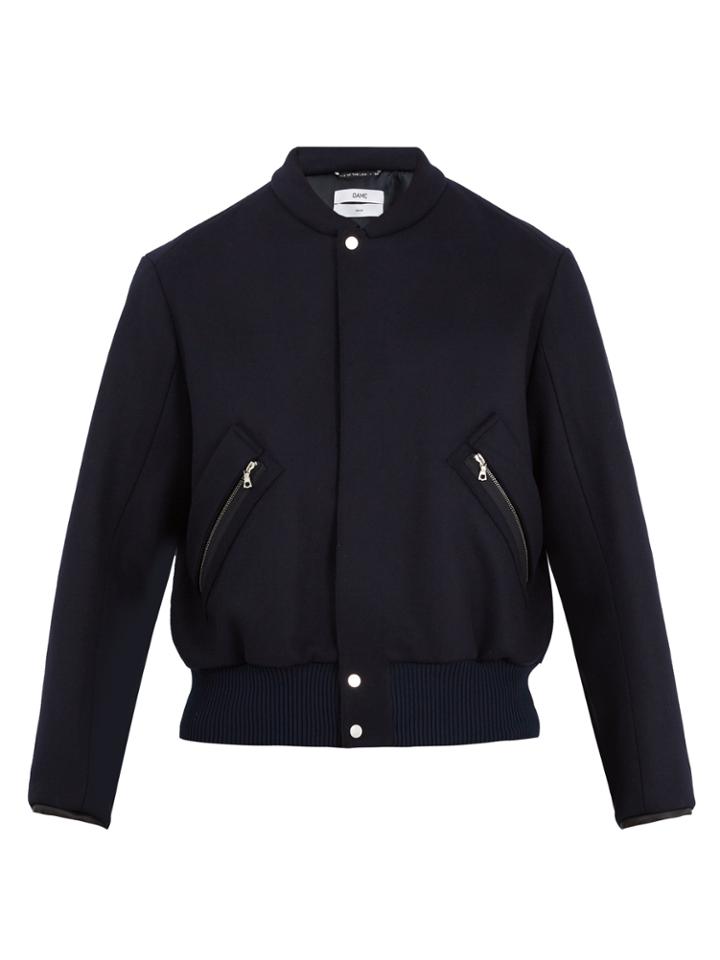 Oamc Band-collar Wool-felt Bomber Jacket