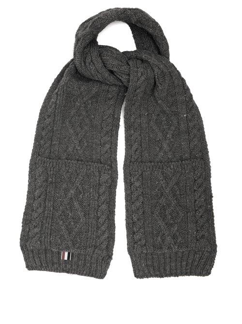Matchesfashion.com Thom Browne - Cable Knit Wool Scarf - Mens - Grey