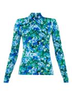 Matchesfashion.com Richard Quinn - Padded-shoulder Floral-print Velvet Top - Womens - Blue Print