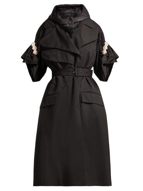 Matchesfashion.com 4 Moncler Simone Rocha - Ruth Double Layer Hooded Trench Coat - Womens - Black