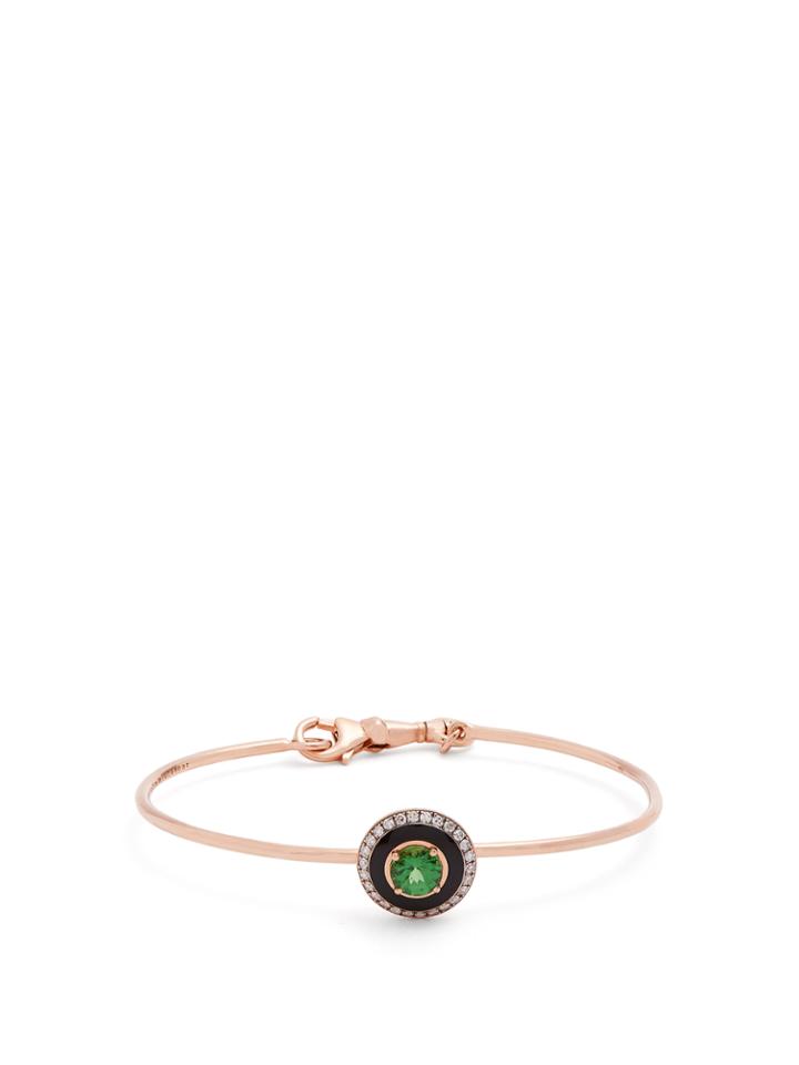 Selim Mouzannar Diamond, Tsavorite & Pink-gold Mina Bracelet