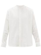 Matchesfashion.com Holiday Boileau - Crinkled Mandarin Collar Cotton Shirt - Mens - White