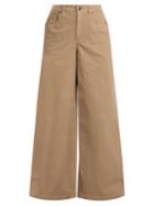 Brunello Cucinelli High-rise Wide-leg Stretch-cotton Trousers