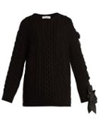 Matchesfashion.com Valentino - Laced Cable Knit Wool Sweater - Womens - Black