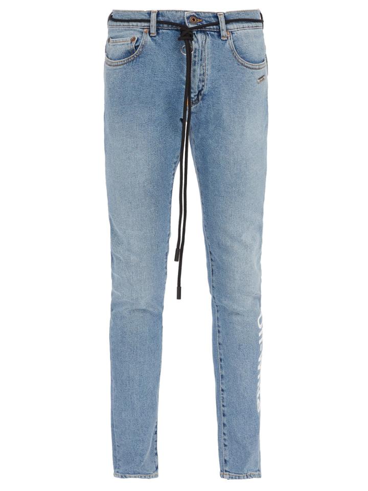 Off-white Shoelace-belt Slim-fit Jeans