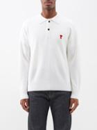 Ami - Logo-embroidered Wool Polo Shirt - Mens - White